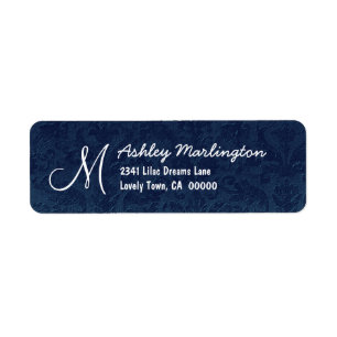 MIDNIGHT BLUE Damask Wedding Monogram B529