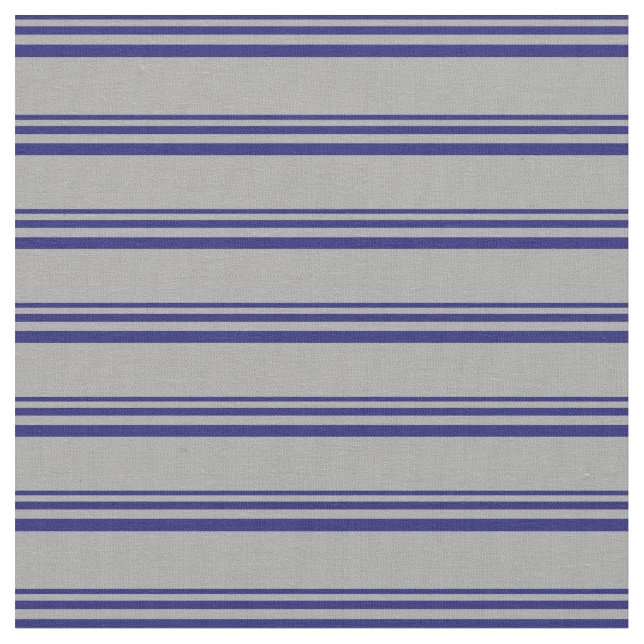 Midnight Blue & Dark Grey Lines Pattern Fabric (Close Up)