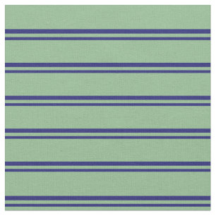 Midnight Blue & Dark Sea Green Pattern of Stripes Fabric