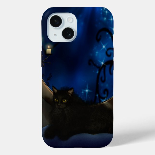 Midnight Blue Fantasy Cat Case-Mate iPhone Case (Back)