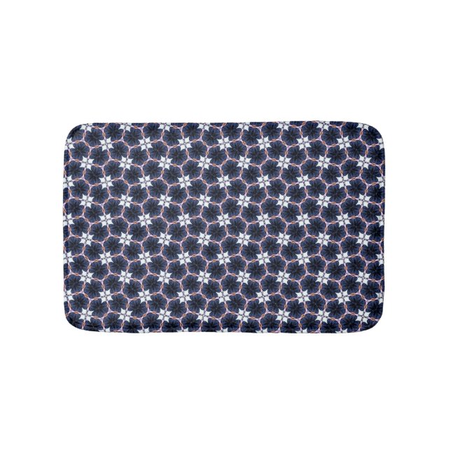 Midnight Blue Floral Bath Mat (Front)