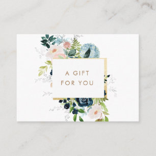 midnight blue floral gold border gift certificate