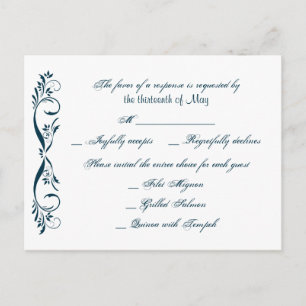Midnight Blue Floral Posh RSVP Postcard