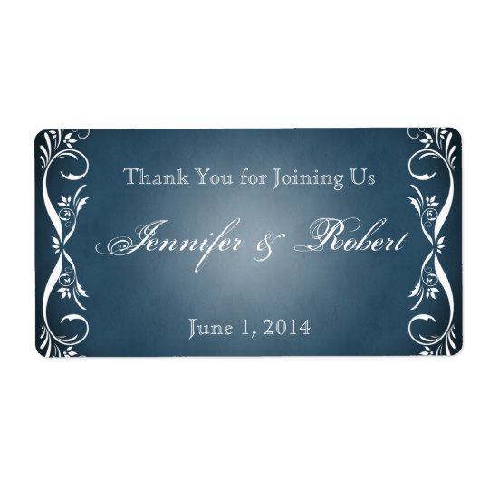Midnight Blue Floral Posh Water Bottle Label Shipping Label