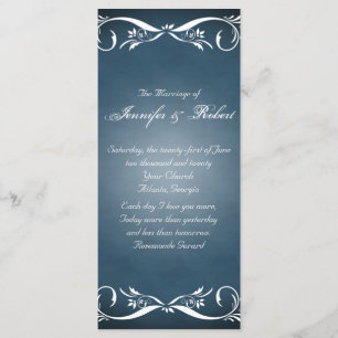 Midnight Blue Floral Posh Wedding Program