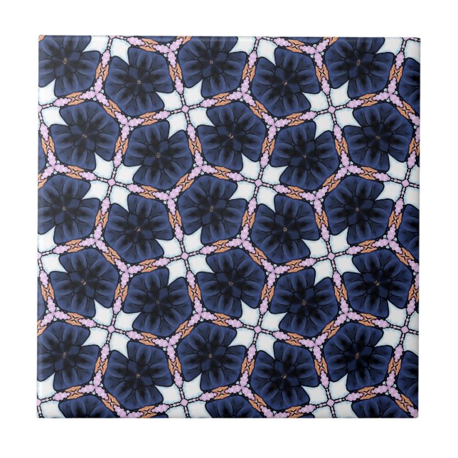Midnight Blue Floral Tile (Front)