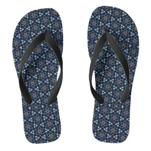 Midnight Blue Flowers Pattern Flip Flops