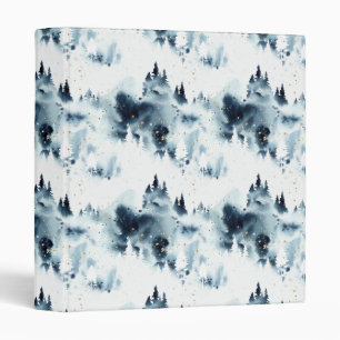 Midnight Blue Forest Watercolor Pattern Binder