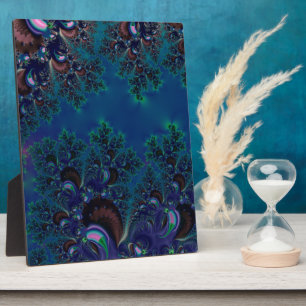 Midnight Blue Frost Crystals Fractal Plaque