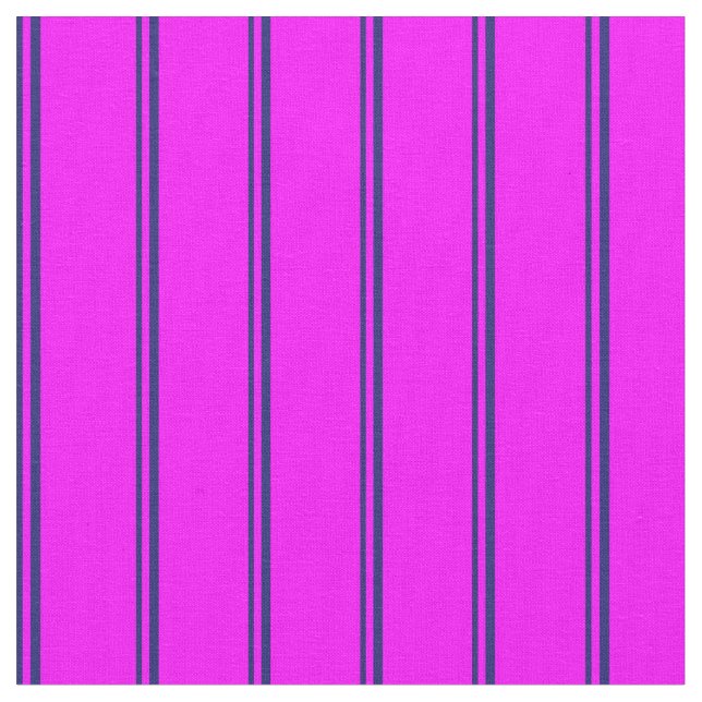 Midnight Blue & Fuchsia Coloured Lines Fabric (Close Up)