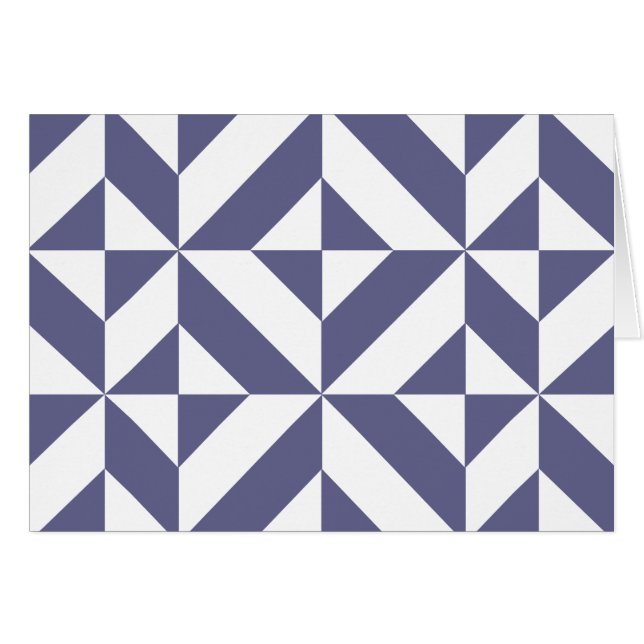 Midnight Blue Geometric Deco Cube Pattern (Front Horizontal)