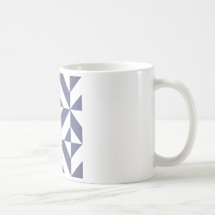Midnight Blue Geometric Deco Cube Pattern Coffee Mug