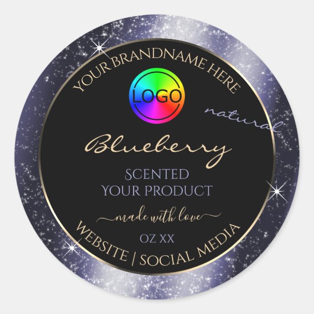 Midnight Blue Glitter Frame Product Label and Logo (Front)
