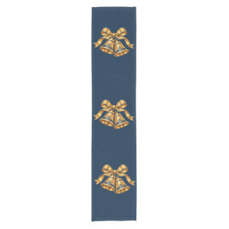 Midnight Blue & Gold Christmas Bells Table Runner