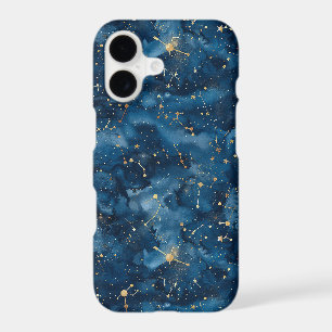 Midnight Blue Gold Cosmic Nebula Stardust