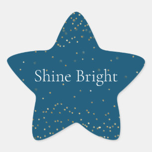 Midnight Blue Gold Glitzy Confetti Sparkle  Star Sticker