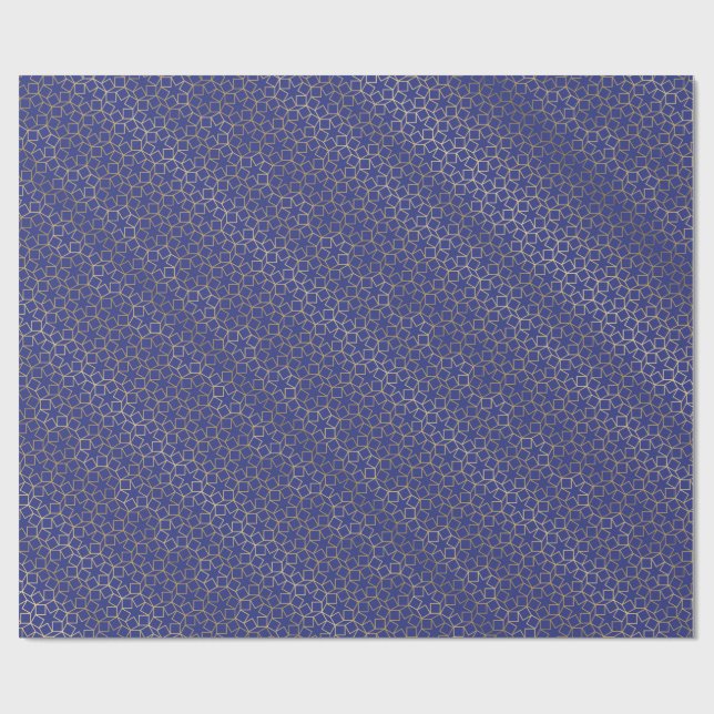 Midnight Blue Gold Gradient Star Arabesque pattern Wrapping Paper (Flat)