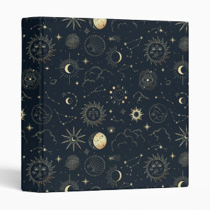 Midnight Blue Gold Star Constellation Pattern Binder