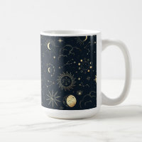Midnight Blue Gold Star Constellation Pattern