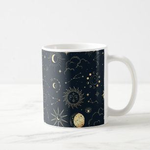 Midnight Blue Gold Star Constellation Pattern Coffee Mug
