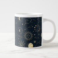 Midnight Blue Gold Star Constellation Pattern