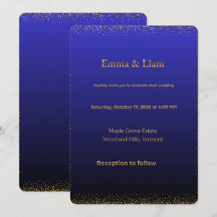 Midnight Blue & Gold Wedding Invitation – Elegant