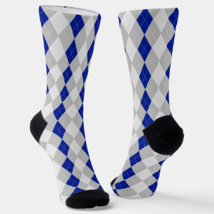 MIDNIGHT BLUE & GREY Argyle Pattern Socks