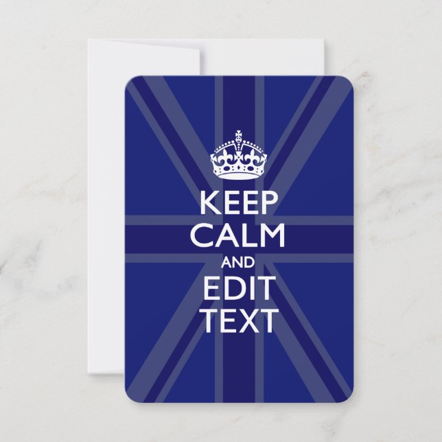 Midnight Blue Keep Calm and Your Text Union Jack (Front)
