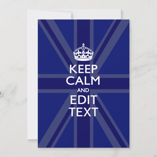 Midnight Blue Keep Calm and Your Text Union Jack (Front)