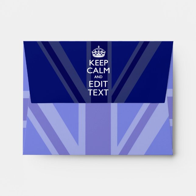 Midnight Blue Keep Calm and Your Text Union Jack Envelopes (Back (Top Flap))