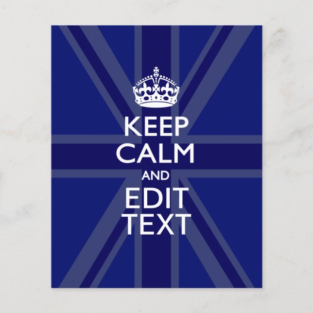 Midnight Blue Keep Calm and Your Text Union Jack Flyer (Front)