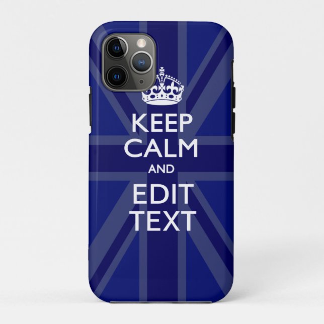 Midnight Blue Keep Calm Get Your Text Union Jack Case-Mate iPhone Case (Back)