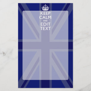 Midnight Blue Keep Calm Have Your Text Union Jack Stationery