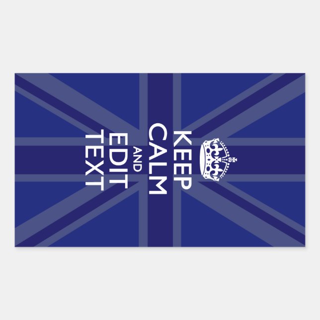 Midnight Blue Keep Calm Have Your Text Union Jack Sticker (Front)