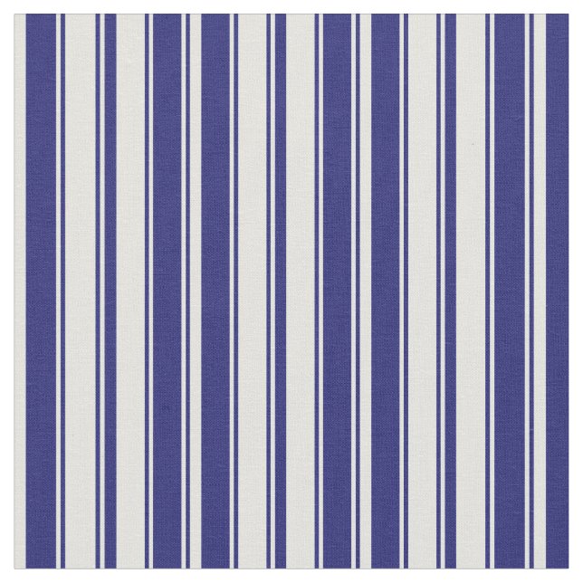 Midnight Blue & Light Cyan Coloured Lines Fabric (Close Up)