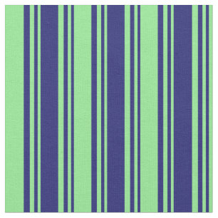 Midnight Blue & Light Green Lines Pattern Fabric