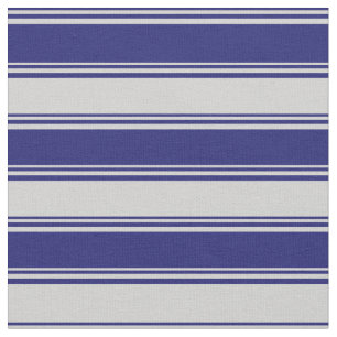 Midnight Blue & Light Grey Lines Pattern Fabric