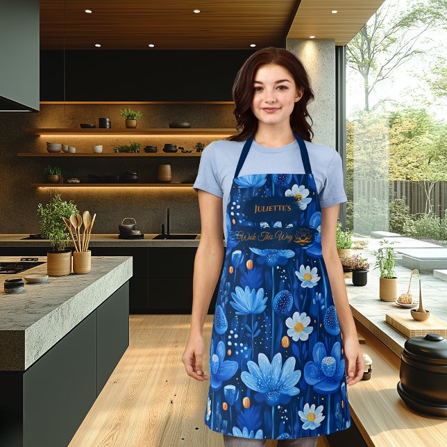 Midnight Blue Lotus Flower Zen Serenity Apron (Creator Uploaded)