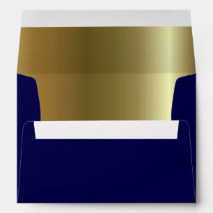 Midnight Blue Metallic Golden Inside A7 Envelope