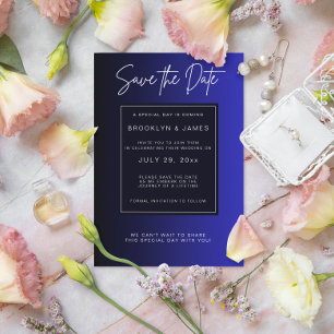 Midnight Blue Minimal Save The Date Announcement Postcard
