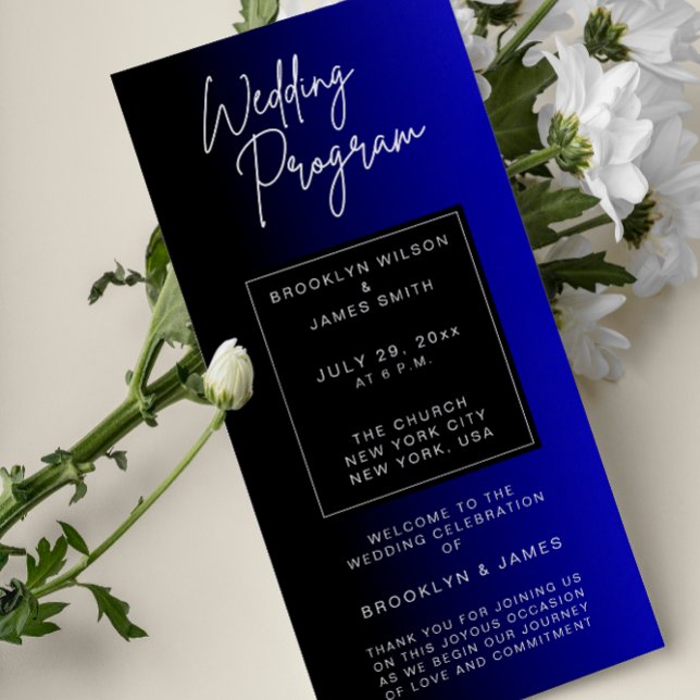 Midnight Blue Minimal Wedding Programs (Creator Uploaded)