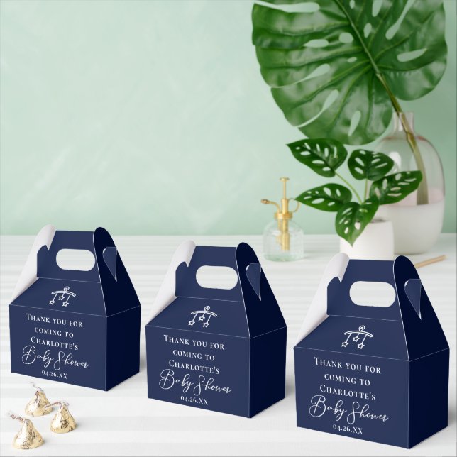 Midnight Blue Minimalist Baby Shower Custom Party Favor Box (Multiple)