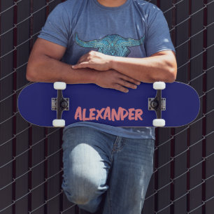 Midnight Blue Modern Name   Classic Trendy  Skateboard