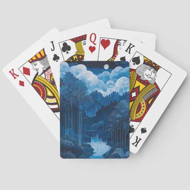 Midnight Blue Moon Forest Playing Cards (Back)