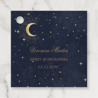 Midnight Blue Moon Stars Quinceanera Favour Tags