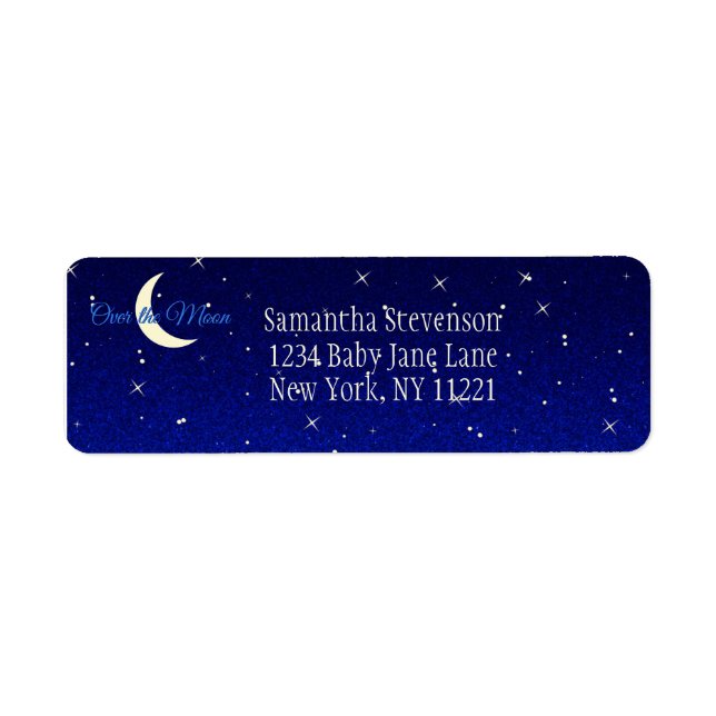 Midnight Blue Over the Moon Baby Shower Address (Front)
