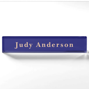 Midnight Blue Professional Plain Modern Elegant Nameplate