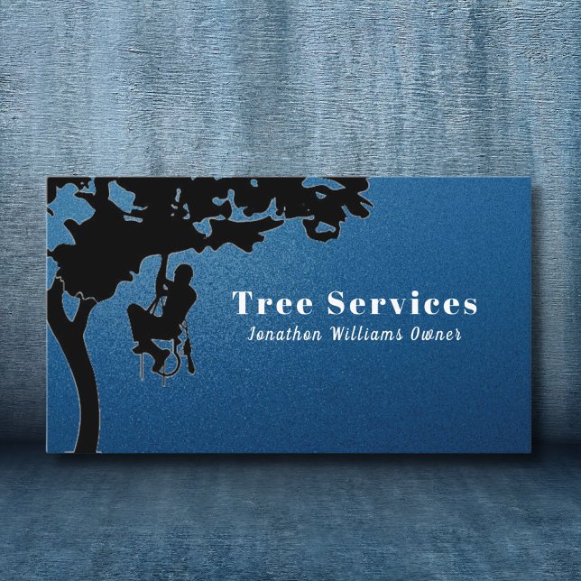 Midnight Blue Professional Tree Trimming Service Business Card (Creator Uploaded)