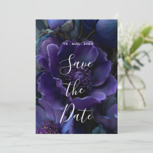 Midnight Blue & Purple Floral Wedding Suit Collect Invitation