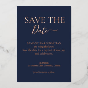 Midnight Blue Real Foil Real Foil Save the Date Holiday Card